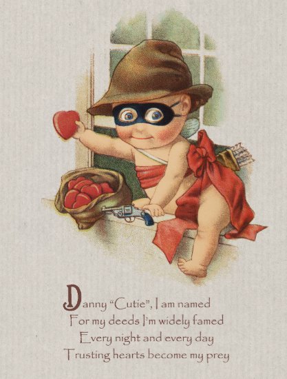 Baby bandit stealing hearts CC0862 Danny Cutie Postcard