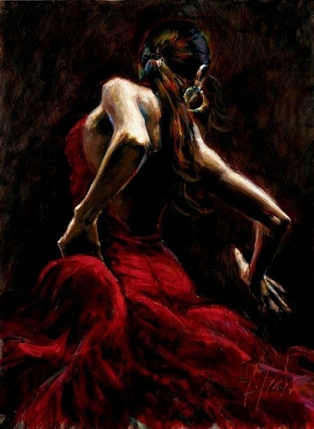 Fabián Pérez- Bailarina en rojo-bailando en rojo