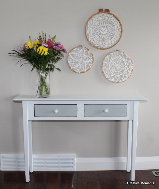 white & grey sofa table