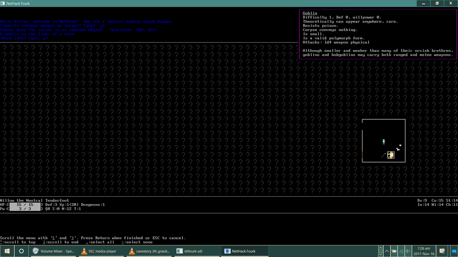 Mister Sanity: Screenshots: NetHack Fourk 4.3.0.4