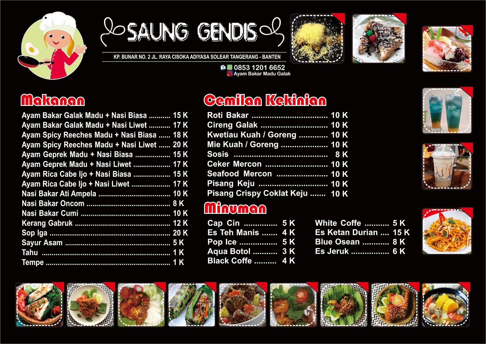 Percetakan Beryl Repro: Contoh Menu Warung Makan. Saung Makan, Restoran