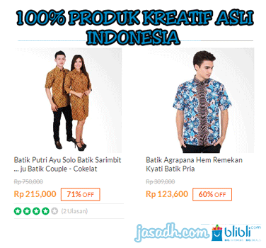 100% Produk Kreatif Asli Indonesia 100% Produk Kreatif Asli Indonesia