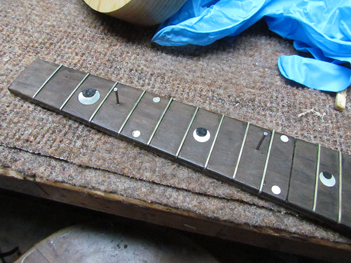 Gluing Fingerboard and Headstock Veneer on the Princess Banjo-Mandolin ...