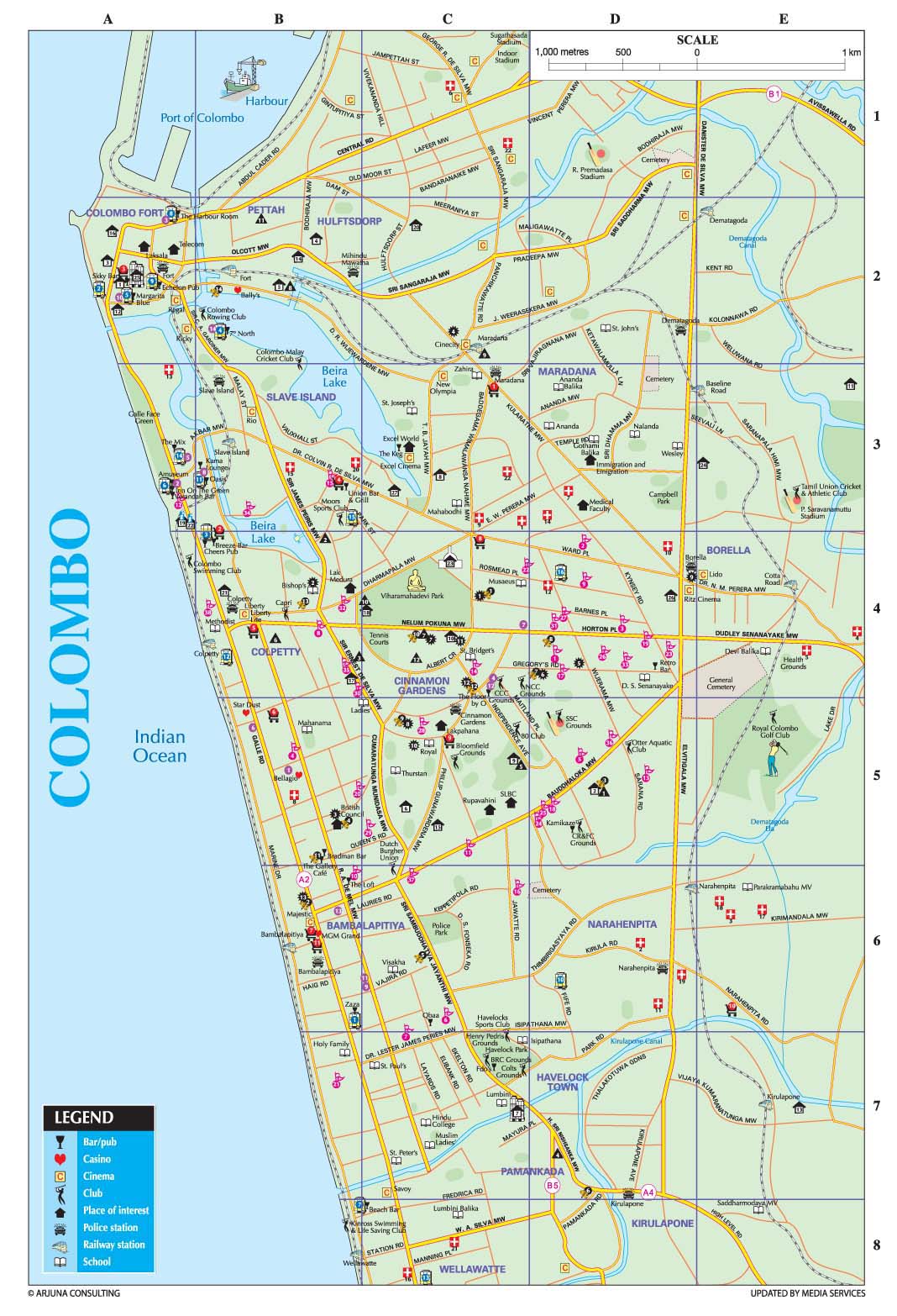 tourist map of colombo