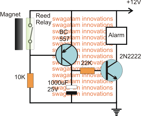 Door Open Alarm Circuit Diagram