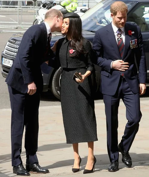 Prince William, Prince Harry and Meghan Markle attended an service of commemoration and thanksgiving to mark Anzac Day in Westminster Abbey