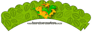 Dinosaurs Party: Free Printable Cupcake Toppers and Wrappers. Dinosaurs Party Free Printable Wrappers Cupcake.