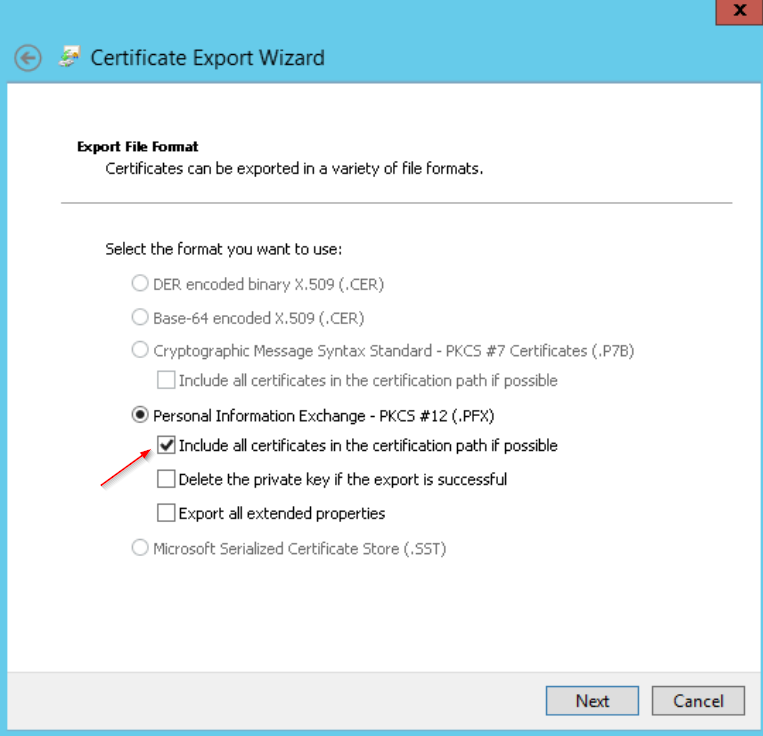 В формате PKCS#7). Сертификат с PKCS. PFX файл. Экспорт сертификата CER.