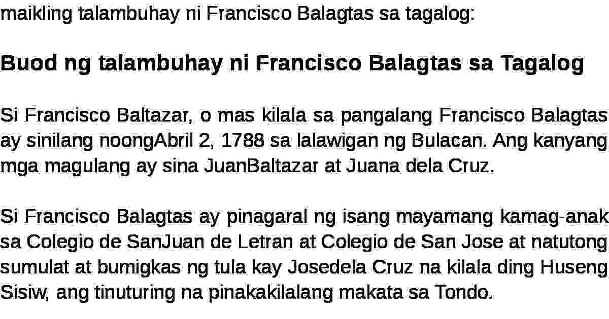 Talambuhay ni Francisco Balagtas Tagalog | Kilalang Pilipino