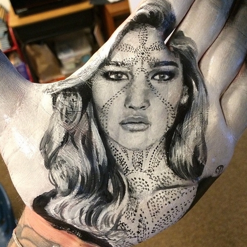 07-Jennifer-Lawrence-Russell-Powell-Hand-Body-Painting-Transferred-to-Paper-www-designstack-co