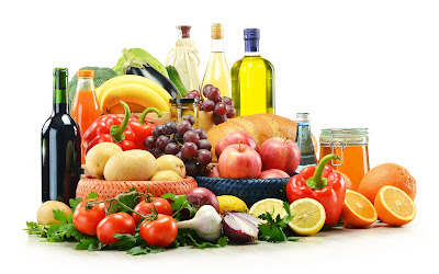 Frutas, Vegetales y Aceites para una comida saludable, deliciosa y natural