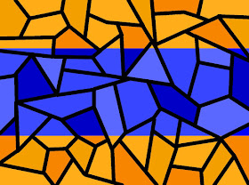 Mosaik mit Orange und Blau