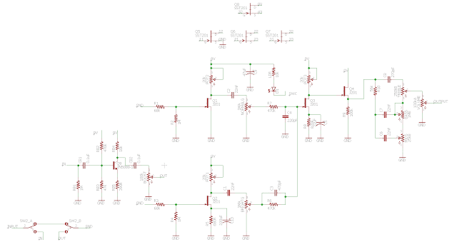 Sunn Model T preamp JFET schematic