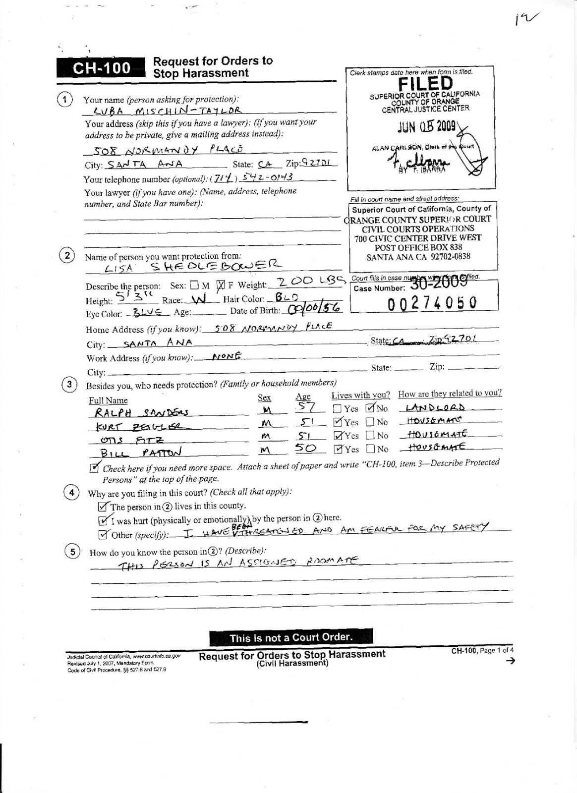 Superior Court of Orange County Public Records Lisa Shedlebower Lisa