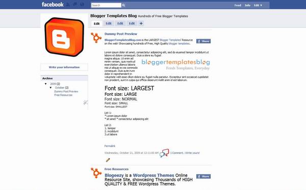 Facebook Style Blogger Template Blo Styles Themes Facebook Style Blogger Template