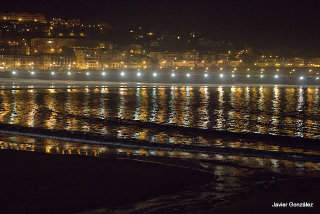 Playa de Ondarreta. La Concha. San Sebastián. Vista nocturna