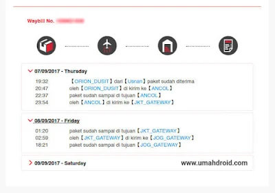 Hasil pelacakan jnt express tracking