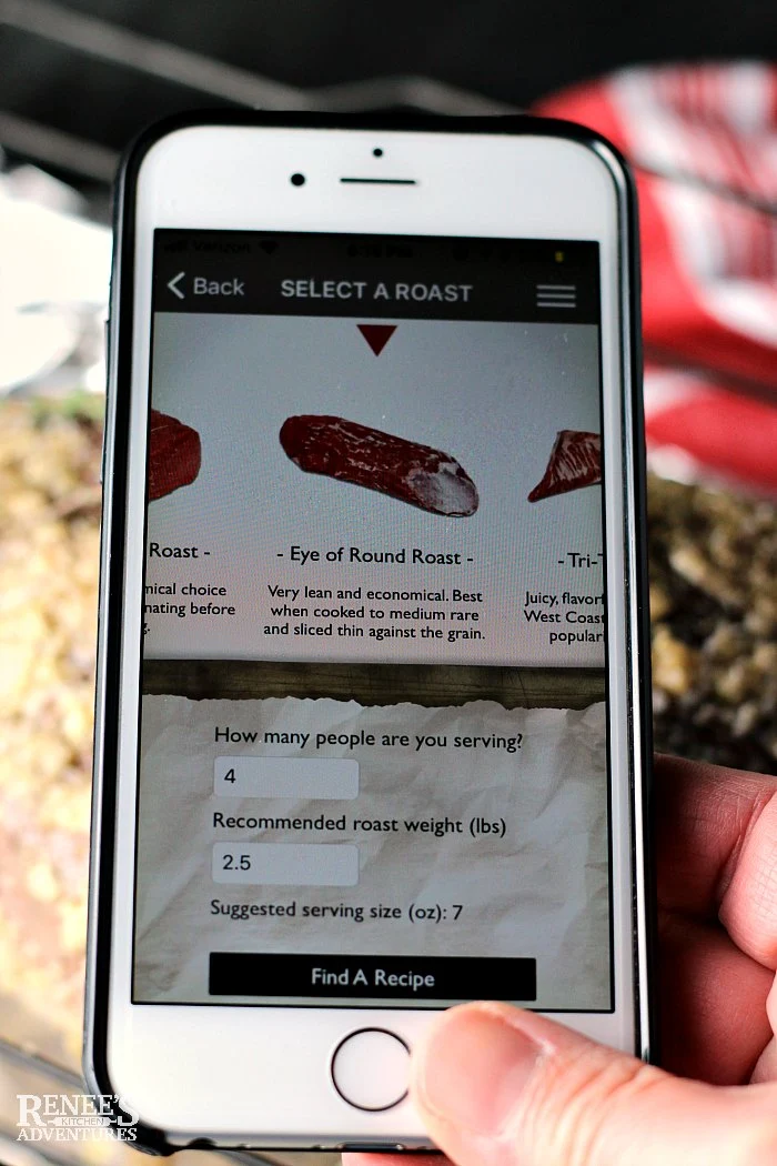 Roast Perfect app screen shot for Eye of Round Roast