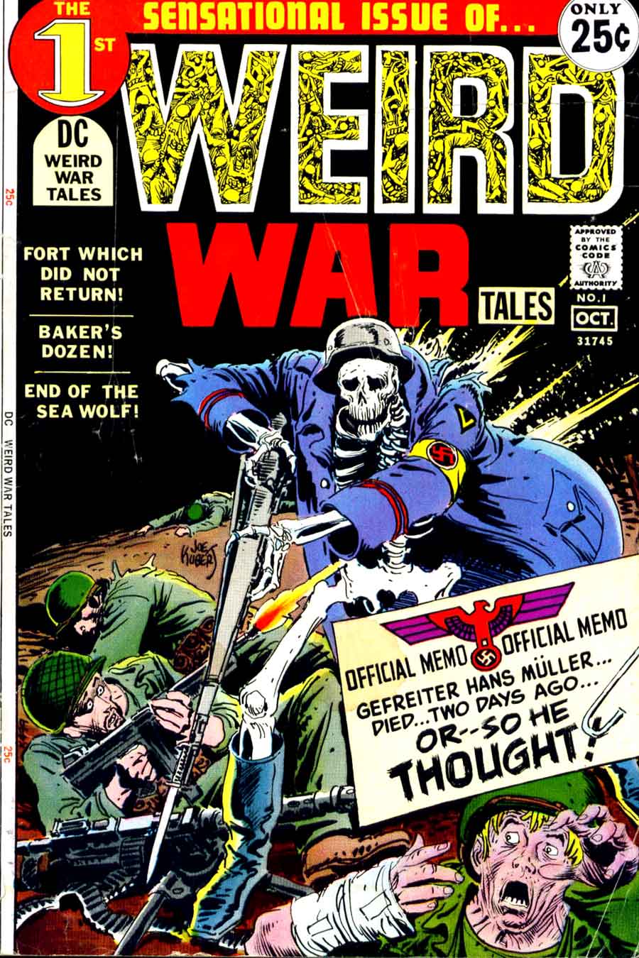 Joe Kubert dc bronze age war 1970s comic book cover - Weird War Tales v1 #1