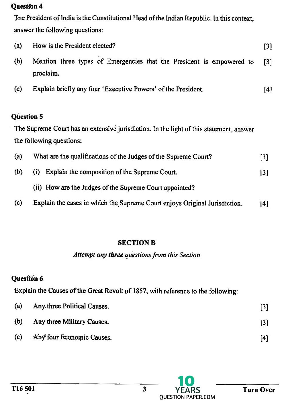 icse 2016 class 10th History & civics H.C.G Paper 1 question paper icse 2016 class 10th History & civics H.C.G Paper 1 question paper