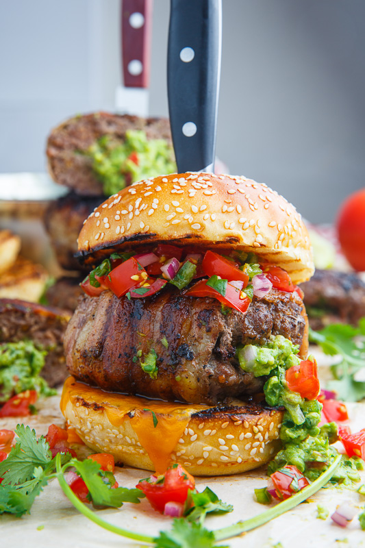 Bacon Wrapped Guacamole Stuffed Burgers Bacon Wrapped Guacamole Stuffed Burgers