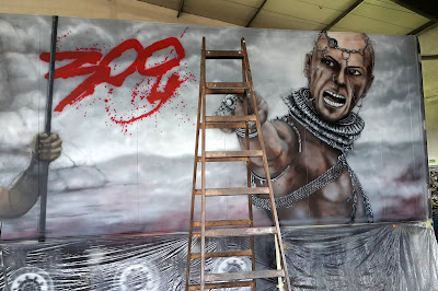 Malowanie grafiki na tirze Malowanie grafiki na tirze, motyw z filmu 300, airbrush trucj, aerografia samochodowa, molowanie tirów, ciężarówek, samochodów
