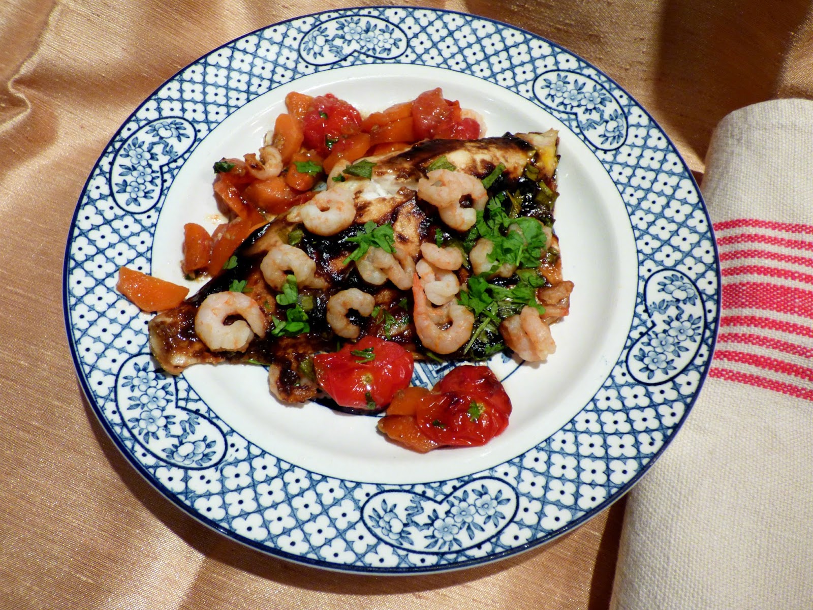 Chez Maximka: Sea bass with prawns and black garlic ketchup