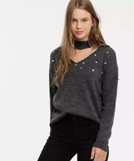 Moda jovem Suéter Feminino Tricô Choker Manga Longa Dica: Para os dias mais frios, nada melhor do que estar confortável e se sentir aquecido. Pensando nisso, a Marisa possui uma seleção de moletons e suéteres cheios de estilo para todos os gostos.
