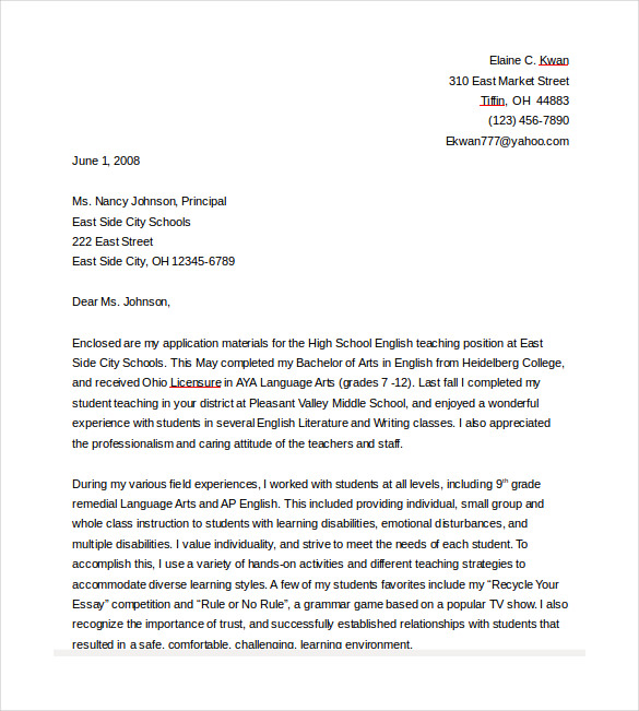 first line of a cover letter