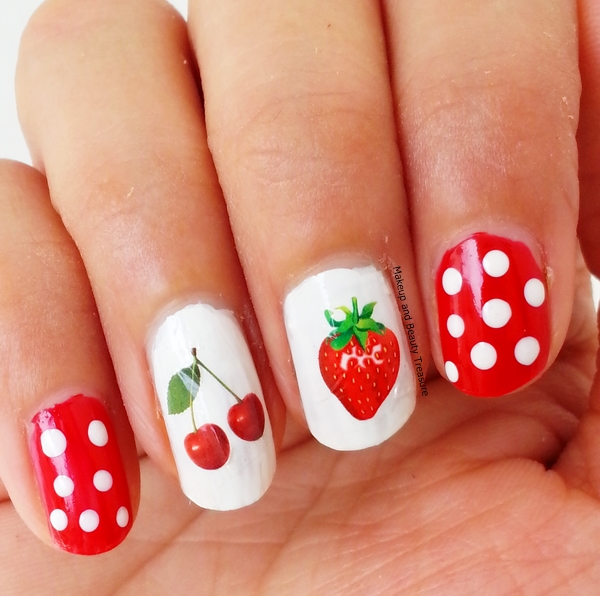 best makeup beauty mommy blog of india: Strawberry & Cherries Nail Art ...