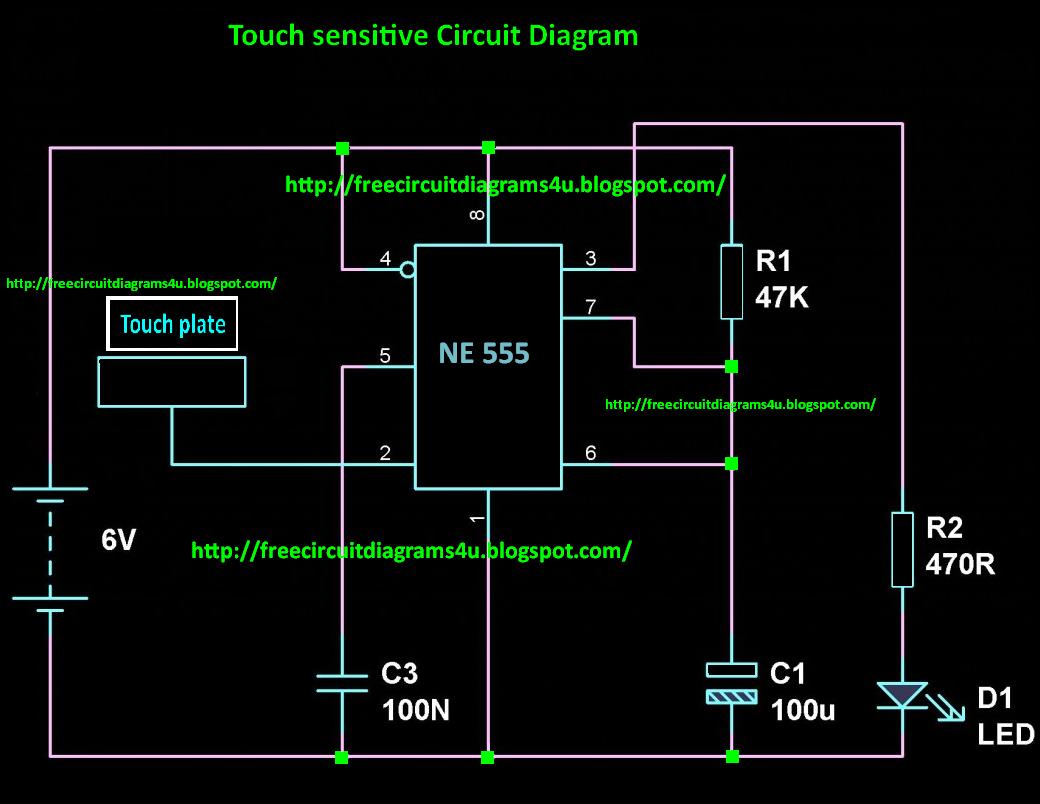 FREE CIRCUIT DIAGRAMS 4U: Simple touch sensitive circuit diagram