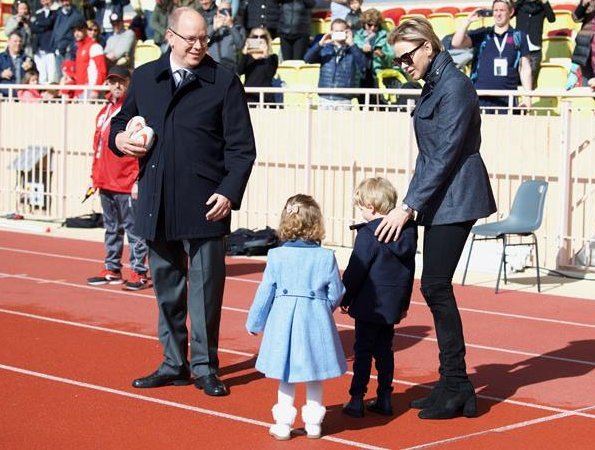 Prince Albert Princess Charlene, Crown Princes Jacques and Princess Gabriella attended the 8th Sainte Devote International Rugby tournament