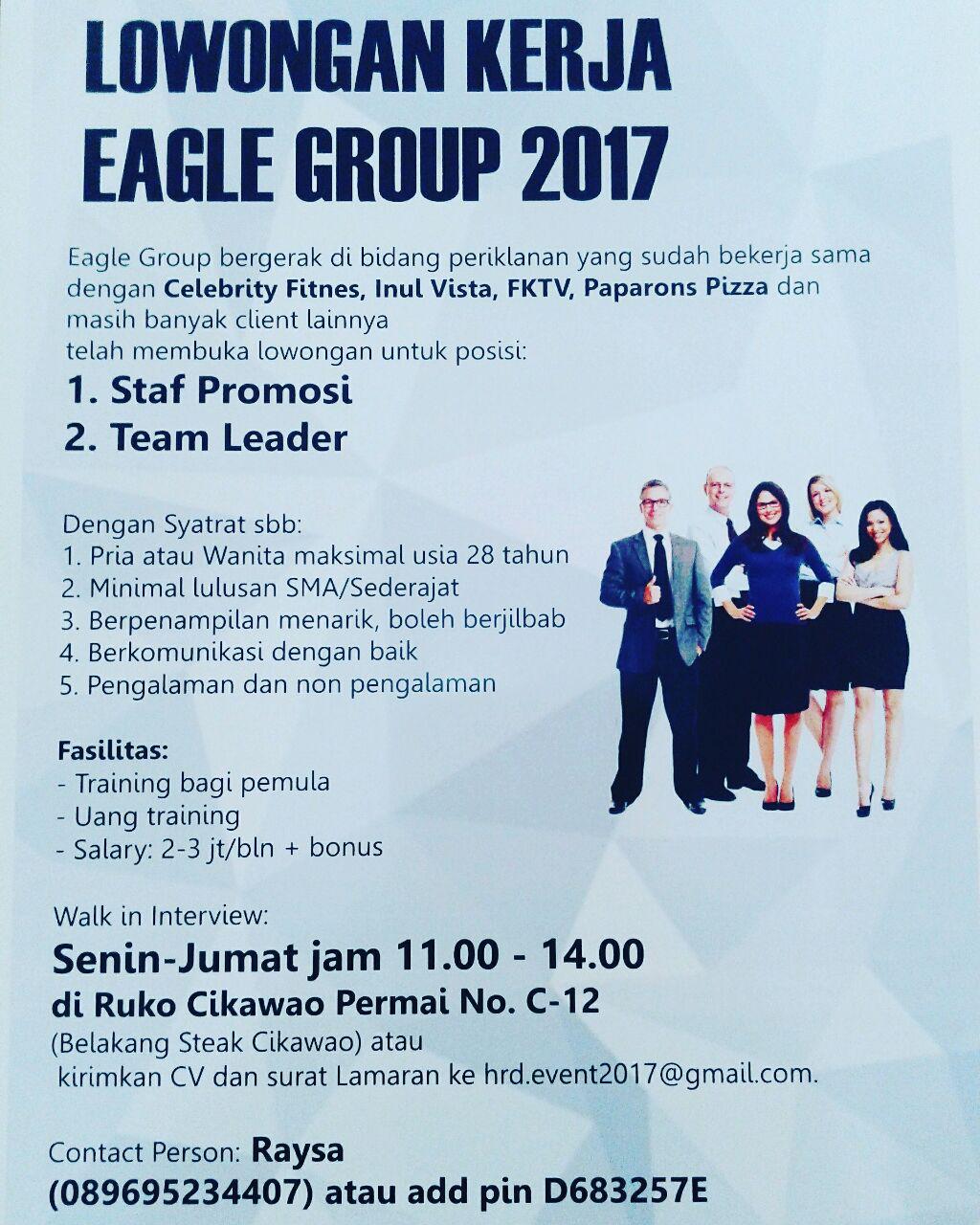 Lowongan Kerja Eagle Group Bandung Mei 2017 - Job Seeker