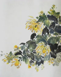 chinese brush flowers watercolor painting paintings canvas shida rad hydrangea chrysanthemums