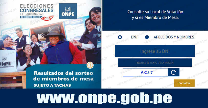 ONPE: ¿Eres Miembro de Mesa? Conoce la lista sujeto a TACHAS para las Elecciones Congresales Extraordinarias del 26 Enero 2020 - www.onpe.gob.pe ONPE: ¿Eres Miembro de Mesa? Conoce la lista sujeto a TACHAS para las Elecciones Congresales Extraordinarias del 26 Enero 2020 - www.onpe.gob.pe