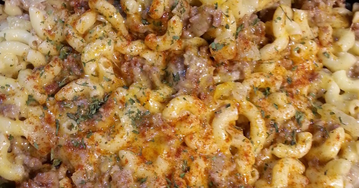 Christine's Pantry Cheesy Beer Brats and Pasta Skillet