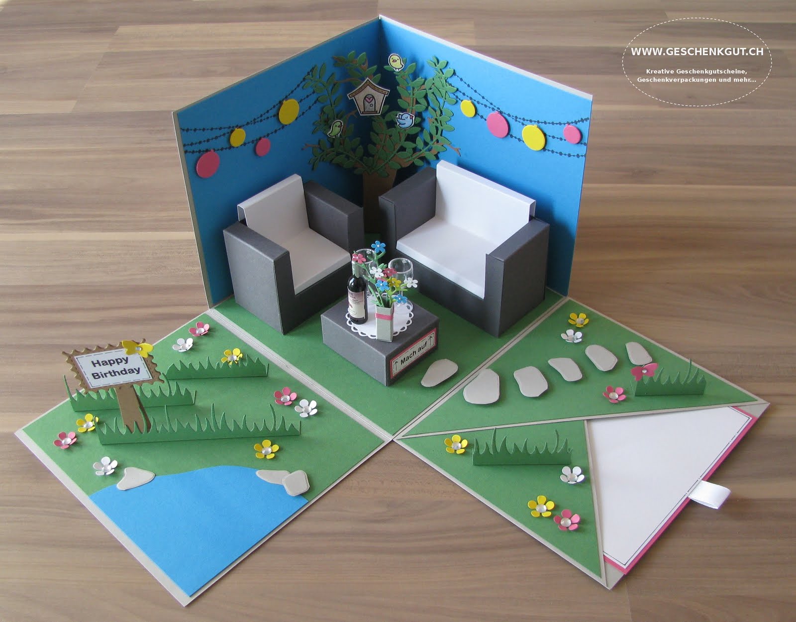 Geschenkbox Explosionsbox Überraschungsbox Sitzlounge Lounge