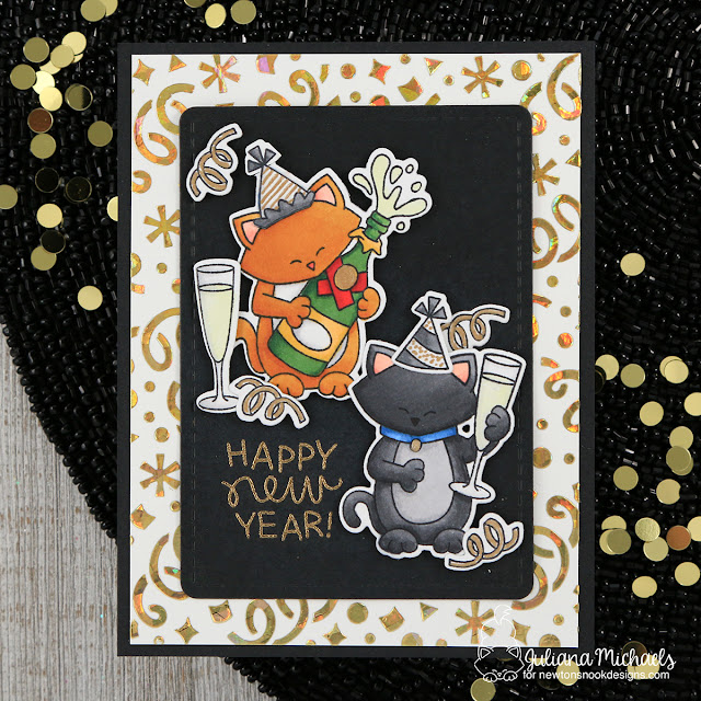 Happy New Year Card by Juliana Michaels featuring Newton's Nook Designs Newton's New Year and Newton Celebrates Stamp Sets