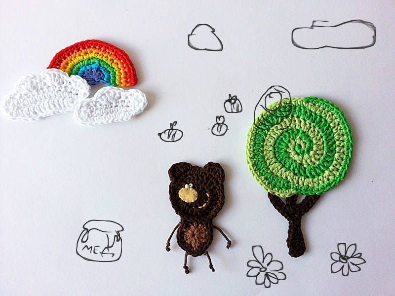 Crochet forest appliques