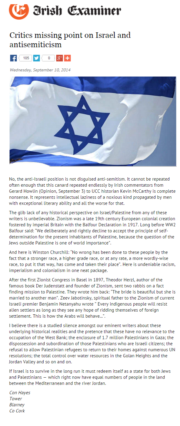 Blackdwarf’s Ireland Irish Examiner & chief letter writer Con Hayes