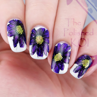 Tonic Polish Huckleberry Sparkle Nail Art Floral Stamping