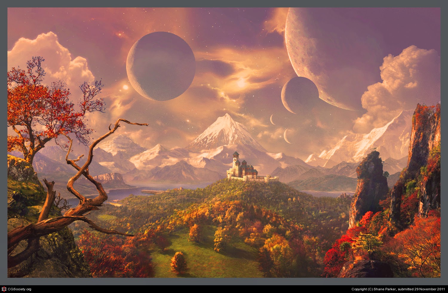 пейзажи с цветами. Autumn forest magic фэнтези. художник пейзажист юшкевич. темы волшебный край. сказочный фон для презентации.