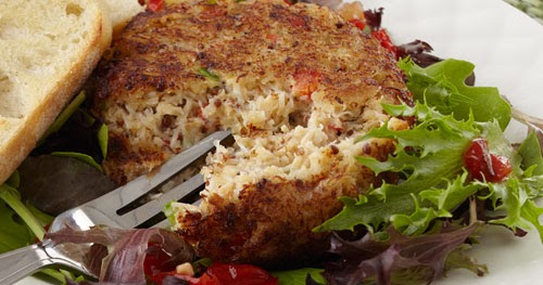Crab Cakes Over Field Greens