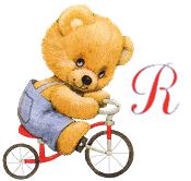Osito Animado con Bicicleta con Abecedario Rojo. Bear in Bike Animated Abc.