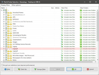 Screen capture of SyncBackFree profile File & Folder Selection screen