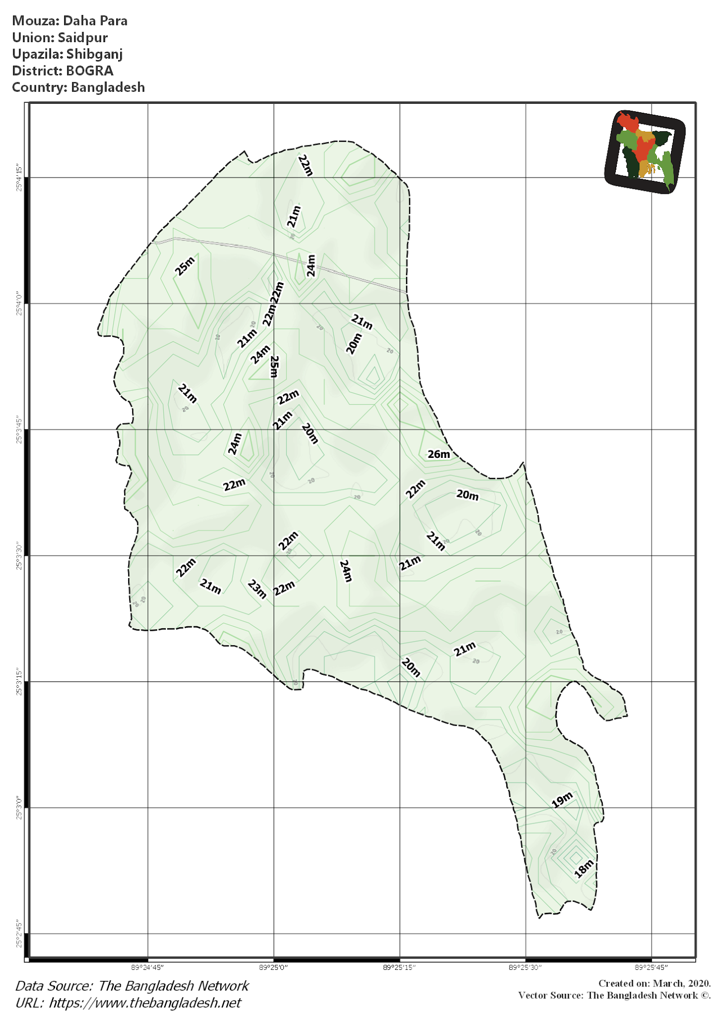 Map of Daha Para Mouza of Shibganj Upazila, BOGRA Map of Daha Para Mouza of Shibganj Upazila, BOGRA, Bangladesh.