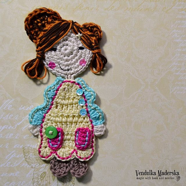 crochet sweet girl applique free pattern