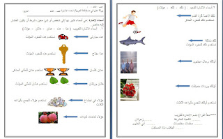 ورقة عمل أسماء الإشارة لمادة اللغة العربية للصف الثالث الفصل الأول 2017
