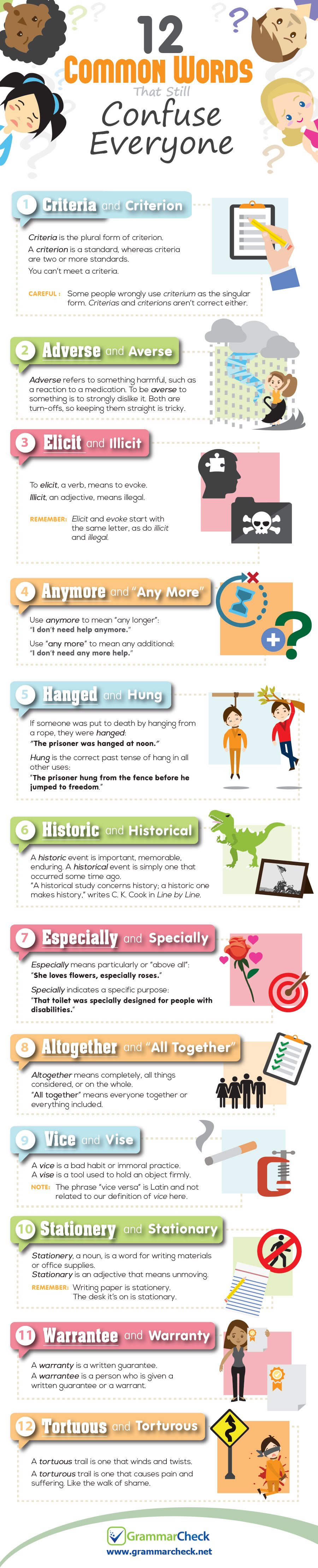12 Common Words That Still Confuse Everyone #Infographic #Education 12 Common Words That Still Confuse Everyone