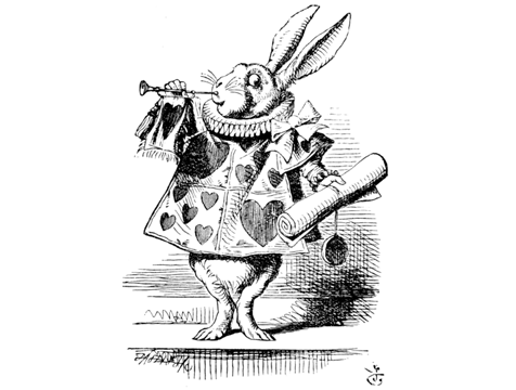 El conejo blanco luce sus galas, ilustración de John Tenniel para Alicia en el País de las Maravillas - Cine de Escritor